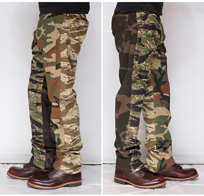 児島ジーンズ KOJIMA GENES マルチカモフラージュコンボパンツ 日本製 ワンウォッシュ メンズ 迷彩 切り替え ボトムス ワーク RNB-1226 送料無料【児島ジーンズから新作ワークパンツが登場!!】