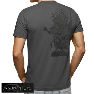 Wajin[工房倭人] 和柄 Tシャツ 半袖 メンズ 日本製 増長天 クリックポスト対応 D-003【Wajinから新作和柄Tシャツが登場!!】