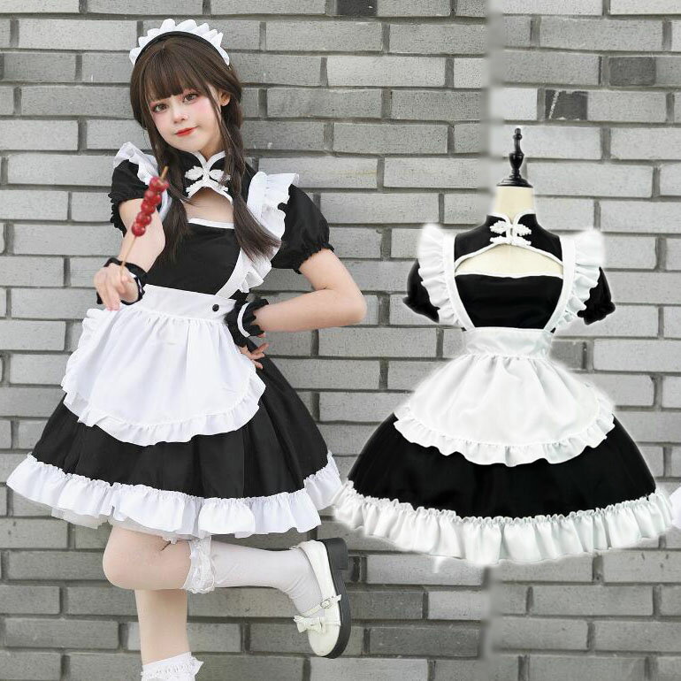 メイド服 半袖ドレス チャイナ風ドレス ミモレ丈...の商品画像