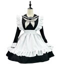 メイド服 長袖 ミモレ丈ワンピースセーラー襟 喫茶店萌え萌え 髪飾り Lolitaミモレ丈 ロリータ ワンピースメイド お姫様 ロリータドレス女性 大人 コスチューム パニエ対応 ハロウィン 可愛い フリル裾 エプロンドレス カチューシャ付 学園祭 舞台衣装 仮装 女装(3)
