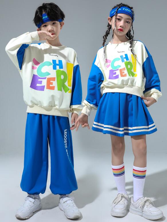 子供ヒップホップジャズダンス衣装 チアガール衣装 パンツ2点セット/スカート2点セットキッズhiphopjazzダンス服　ゆったり　舞台演出服　女の子/男の子ステージ演出服　社交ダンス衣装　キッズダンス衣装　コスチューム120cm -180cm