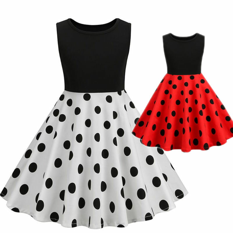 樂天商城 - 袖なしワンピース キッズ　玉柄子供 レトロワンピース　女の子ワンピース2色 キッズ大きい裾ワンピース ミモレ丈/ロング丈ワンピース フランス風ドレス大きい裾 レトロワンピース 細身 パーティードレス 舞台お揃い 団服 演出服 イベント衣装 学園祭 文化祭 合唱 110-150cm