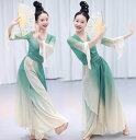 古典ダンス衣装 メッシュトップス+ガウチョパンツ 社交ダンス 子供サイズあり フリル袖 舞台服 ダンス 衣装 グラデーション ダンスウェア 長袖 ワイドパンツ 飄逸美しい美シルエット 中国踊り 演出ダンス 衣裳 チャイナ民族ダンス衣装 スカート風パンツ 130-160cm S-XXL