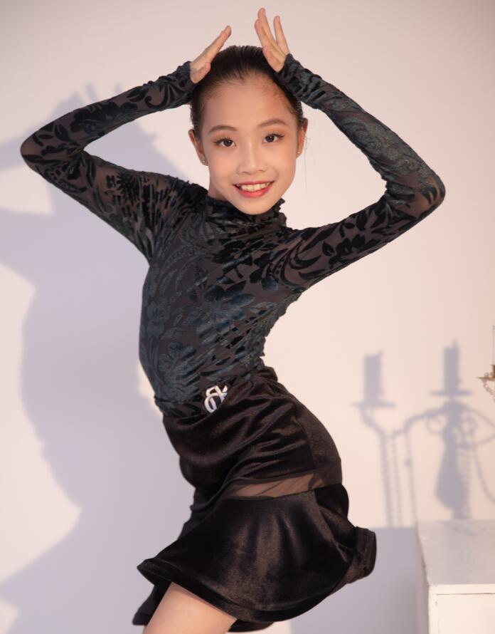供秋冬ダンス ラテンダンス 子 レオタード ダンスウェアスカート レオタード+スカ...