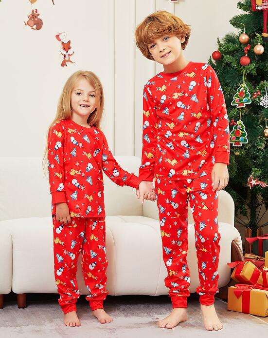 クリスマスパジャマルームウェア 雪だるま サンタ柄クリスマス衣装 親子ペアパジャ...