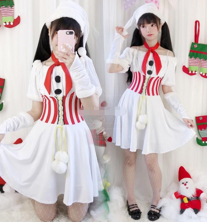 樂天商城 - サンタコス 長袖ワンピース 雪だるま クリスマスドレス サンタコス可愛ドレス cosplay サンタクロースドレスワンピース サンタ 衣装 サンタコスプレ衣装 サンタクロス コスチューム 女性 サンタクロース サンタコスプレ サンタ