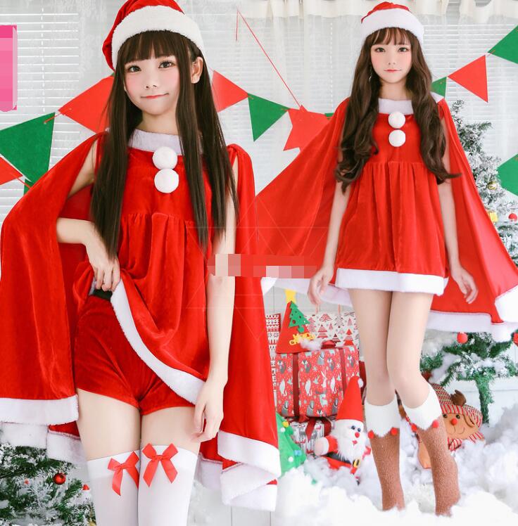 サンタコスプレ サンタマント＋ミニパンツ+帽子 クリスマスドレス サンタコス可愛ドレス cosplay サンタクロースドレスワンピース サンタ 衣装 サンタコスプレ衣装 サンタクロス コスチューム 女性 サンタクロース サンタコスプレ サンタ
