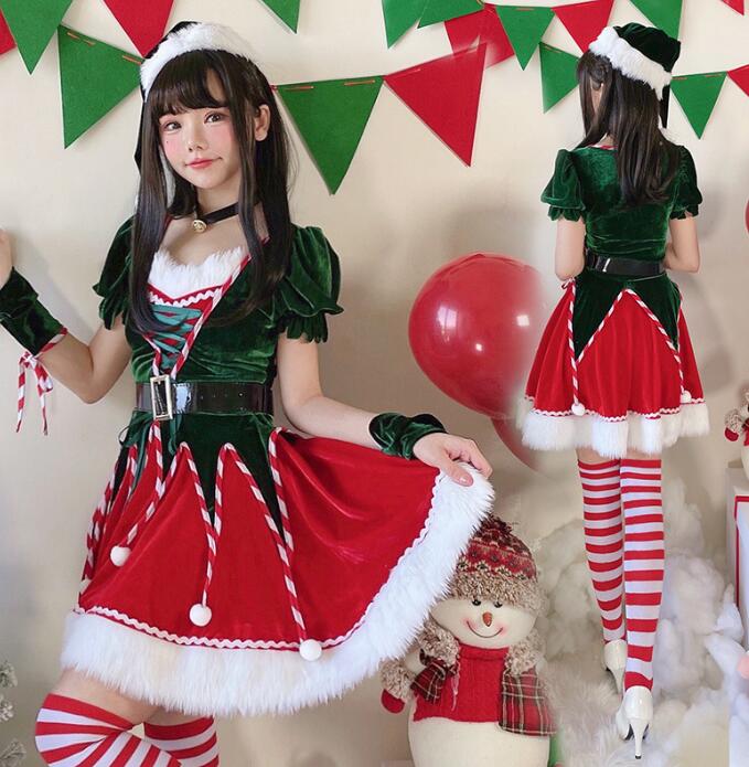 Rakuten - 大人サンタコスプレ衣装 可愛ドレス 緑 クリスマスツリー cosplay サンタクロースドレス 半袖ドレス ワンピース サンタ 衣装 サンタコスプレ衣装 サンタクロス コスチューム キッズ サンタクロース サンタコスプレ サンタ