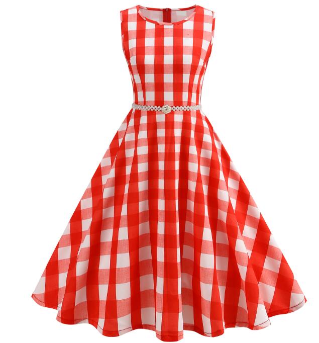 樂天商城 - チェック柄ワンピース 社交ダンス衣装 レトロワンピース ベルト柄 大きい裾ワンピース ロング丈/ミモレ丈ワンピース フランス風ドレス大きい裾 レトロワンピース 細身 パーティードレス 舞台お揃い 団服 演出服 イベント衣装 学園祭 文化祭 合唱 練習
