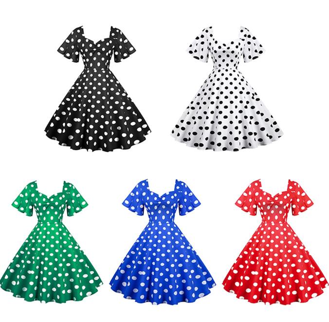 ワンピース社交ダンス衣装ドッド柄レ...