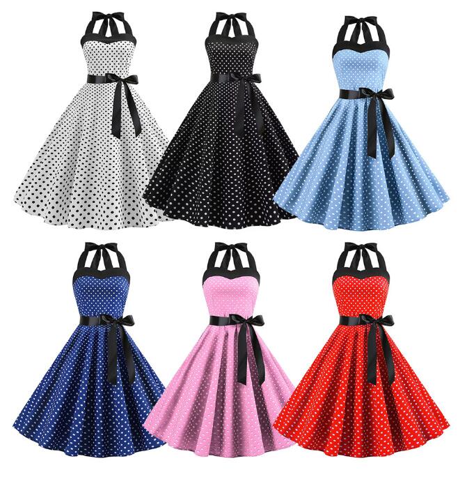 樂天商城 - キャミソールワンピース 水玉柄レトロワンピース 6色ドレス 社交ダンス衣装 可愛いドレス 大きい裾ワンピース ロング丈/ミモレ丈ワンピース フランス風ドレス大きい裾 レトロワンピース 細身 パーティードレス 舞台お揃い 団服 演出服 イベント衣装 学園祭 文化祭 合唱 練習
