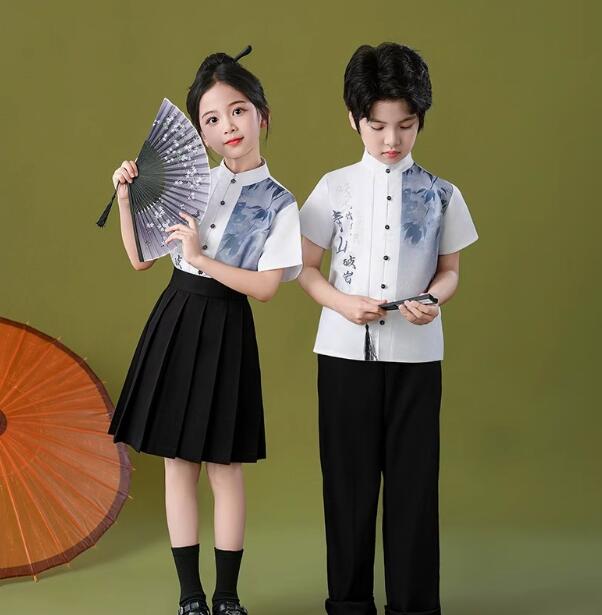 樂天商城 - 子供ダンス衣装 キッズ 半袖/長袖2タイプ シャツ+スカート シャツ+パンツ 合唱団 ダンス 発表会 ステージ衣装 舞台衣装 女の子 半袖 男の子 シャツ ロング丈パンツ セットアップ 子ども ダンス 発表会 セット衣装 ピアノ 幼稚園 イベント 大きいサイズ　110-180cm
