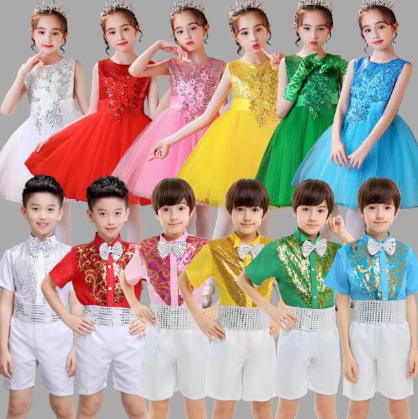 樂天商城 - キッズダンス スパンコールシャツ セットアップ 子供ダンス スパンコールのワンピースチュールワンピース 袖なし 男子シャツ+パンツ6色 ショートパンツ女の子 男の子 キッズ ダンス 発表会 ステージ衣装 舞台衣装 女の子ダンス 発表会 幼稚園 合唱 イベント 衣装 100-170cm