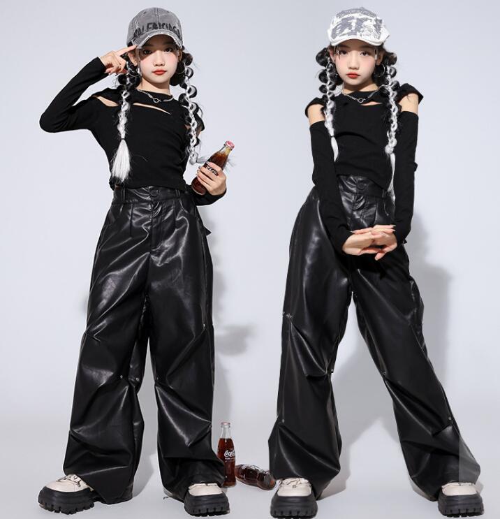 樂天商城 - 女子ダンス衣装 ジャズダンス衣装 長袖シャツ 肩漏れ puパンツ ロング丈パンツ ショートシャツ 子供ダンス衣装 女の子 ダンス衣装 イベント学園祭舞台ステージ衣装 演出服謝恩会 発表会 演奏会イベント　110-180cm