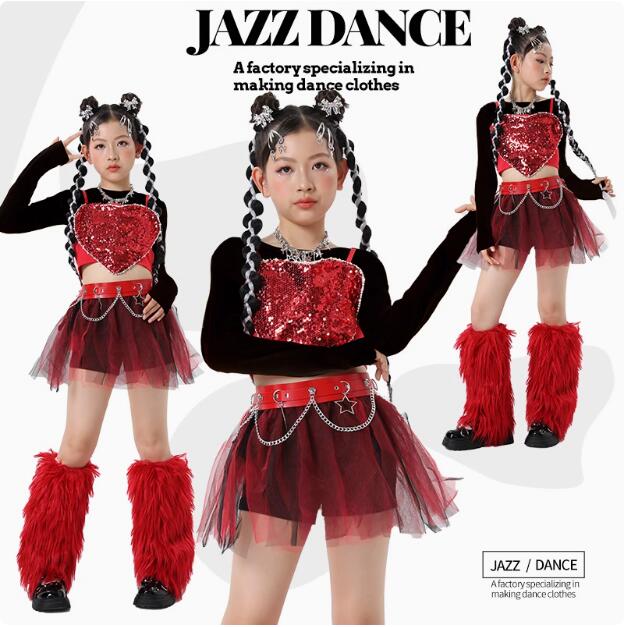子供ダンス衣装 スパンコールベスト ハート型 チュールスカート 可愛いベスト 黒シャツ 女の子ジャズダンス衣装 ヒップホップ ダンス衣装 エレガント スレッスン着 競技着 おしゃれダンス衣装 ダンス教室 演出服ステージ衣装 ダンス練習着 ステージ衣装 舞台服 120-170cm