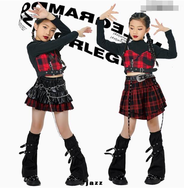 樂天商城 - PUスカート子供ジャズダンス衣装 チェク柄ベスト 可愛い puスカート女の子ジャズダンス衣装 ヒップホップ ダンス衣装 エレガント スレッスン着 競技着 ダンス衣装 ダンス教室 演出服ステージ衣装 ダンス練習着 ステージ衣装 舞台服 120-170cm