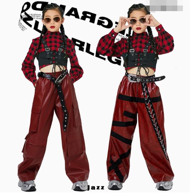 樂天商城 - キッズダンス衣装 ジャズダンスチェク柄シャツ 黒ベスト チェック柄 puパンツ女の子ジャズダンス衣装 ヒップホップ ダンス衣装 エレガント スレッスン着 競技着 ダンス衣装 ダンス教室 演出服ステージ衣装 ダンス練習着 ステージ衣装 舞台服 120-170cm