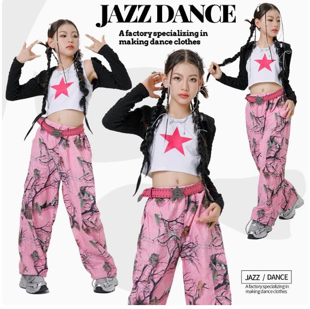 樂天商城 - 子供ダンス衣装 星柄キャミソール ロング丈パンツ ガーコパンツジャズダンス 可愛い 女の子ジャズダンス衣装 ヒップホップ ダンス衣装 エレガント スレッスン着 おしゃれダンス衣装 ダンス教室 演出服ステージ衣装 ダンス練習着 ステージ衣装 舞台服 120-170cm