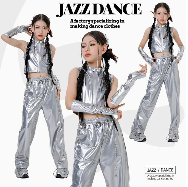 乐天商城 - 子供ダンス衣装 タンクトップ ロング丈パンツ ガーコパンツ 光沢あり ジャズダンス 可愛い 女の子ジャズダンス衣装 ヒップホップ ダンス衣装 エレガント スレッスン着 おしゃれダンス衣装 ダンス教室 演出服ステージ衣装 ダンス練習着 ステージ衣装 舞台服 120-170cm
