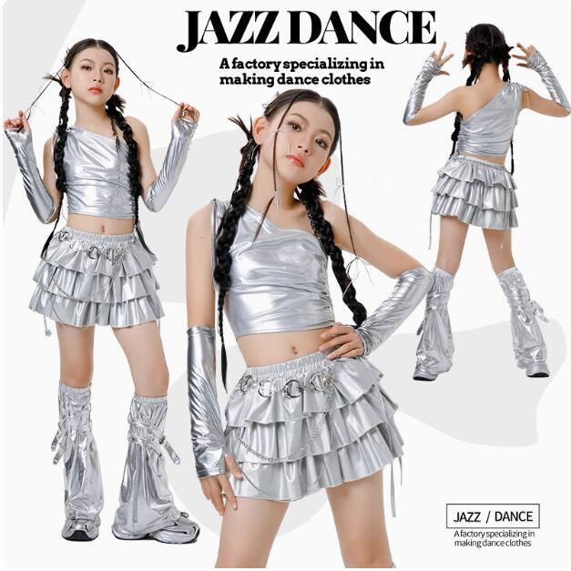 Rakuten - シングル肩 ダンス衣装 PUスカート 袖カバー 光沢女の子スカート ダンス衣装 フリルジャズダンス 可愛いジャズダンスヒップホップ エレガント スレッスン着 おしゃれダンス衣装 ダンス教室 演出服ステージ衣装 ダンス練習着 ステージ衣装 舞台服