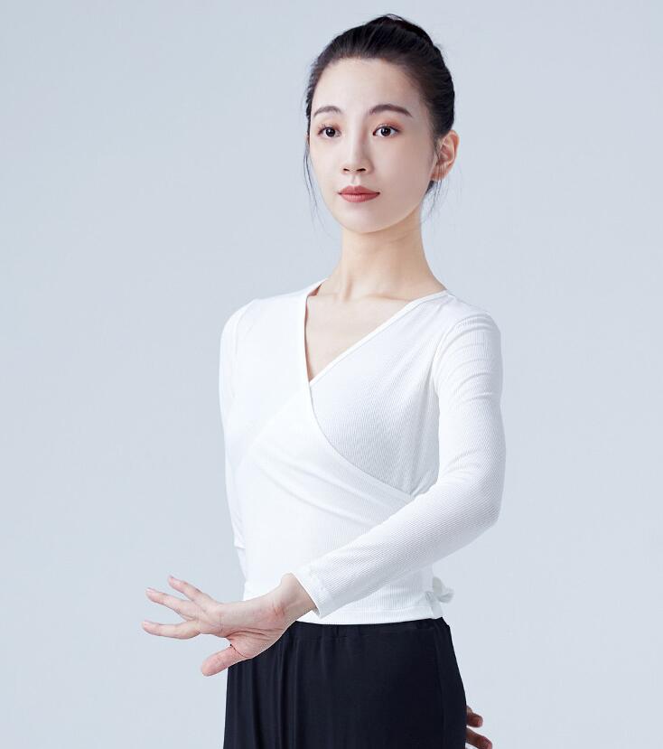 ダンス トップス レディース バレエ ダンス 交差襟 長袖 紐あり 練習着 レッスン着 バレエ トップス女性 ヨガダンス エレガント バレエ 練習着 レッスン着 新体操 大人 美背 美シルエット ジュニア 大人 可愛い バレエウェア 社交ダンス 衣装 ストレッチ バレエ