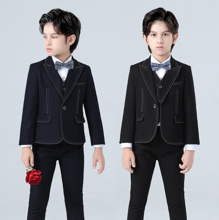 樂天商城 - 紳士服スーツセット 子供スーツセット 子供服 男の子 キッズスーツ長袖フォマールスーツ4点 /5点セット 卒業式 入学式 ピアノ発表会 ジャケット 長ズボン ジレ ベスト ワイシャツ 司会者 結婚式 発表会 イベント 新年会 舞台ステージ衣装 春 秋 90-170m