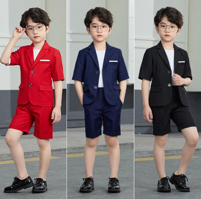 半袖ジャケット キッズスーツセット 子供スーツセット 3色 子供服 男の子 キッズスーツフォマールスーツ2点 /3点セット 卒業式 入学式 ピアノ発表会 ジャケ...