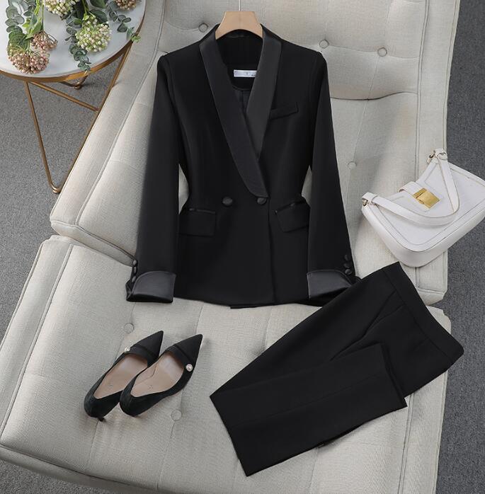 長袖スーツ レディーススーツ 黒縁取りビジネススーツ ジャケット パンツスーツ 2色 セットアップ コート単品対応可能 OLフォーマル ママスーツ お宮参り 卒...