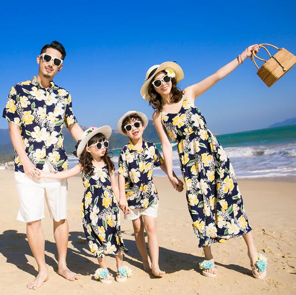 樂天商城 - 黒親子ペアルック 花柄家族お揃い衣装 キャミソールワンピース 親子ペア 夏 ワンピース パパと息子 旅行撮影 結婚式 家族服メンズアロハシャツショートパンツ ママ ワンピース 女の子 男の子カジュアルシャツ開襟シャツ海リゾート旅行お出かけ美品親子ペアルック90-160S-3XL