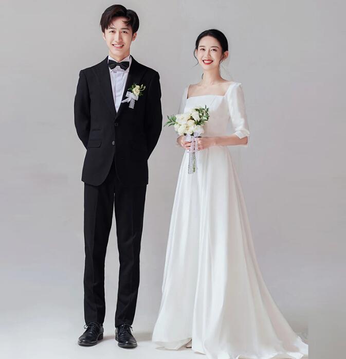 半袖ドレス ウェディングドレス 花嫁 結婚式 白 編み上げドレス オフショルダー オフショル ブライダルドレス 前撮り 後撮り 撮影 ロング丈 二次会 かわいい 二次会ドレス フォトウェディング 成人式 パーティー 発表会 誕生日 演奏会 大きいサイズ ホワイト S-XL
