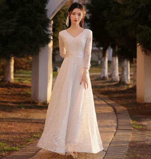 レースドレス 花嫁ドレス ウェディングドレス Vネック 結婚式 パーティー 長袖 可愛い オフショルダー オフショル ブライダルドレス 前撮り 後撮り 撮影 ロング丈 二次会 フォトウェディング 成人式 パーティー 発表会 誕生日 演奏会 大きいサイズ ホワイト XS-3XL レースドレス 花嫁ドレス ウェディングドレス Vネック 結婚式 パーティー 長袖 可愛い オフショルダー オフショル ブライダルドレス 前撮り 後撮り 撮影 ロング丈 二次会 フォトウェディング 成人式 パーティー 発表会 誕生日 演奏会 大きいサイズ ホワイト XS-3XL
