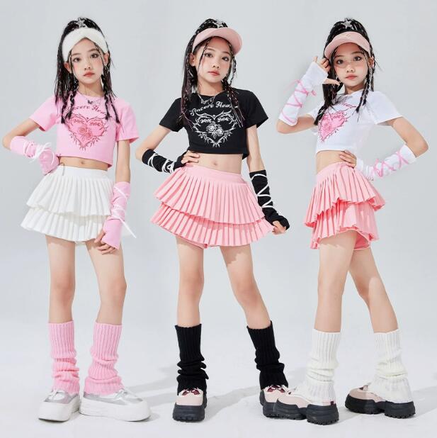 樂天商城 - 子供ダンス衣装 スカート 半袖Tシャツ 袖カバー付き 女子ダンスセットアップ 単品対応可能 子供ダンス衣装 2点セット ダンス衣装 子供 ヒップホップ　ダンス衣装 ダンスウェア サルエルパンツ jazz hipjop かっこいい ダンスウェア　110-180cm