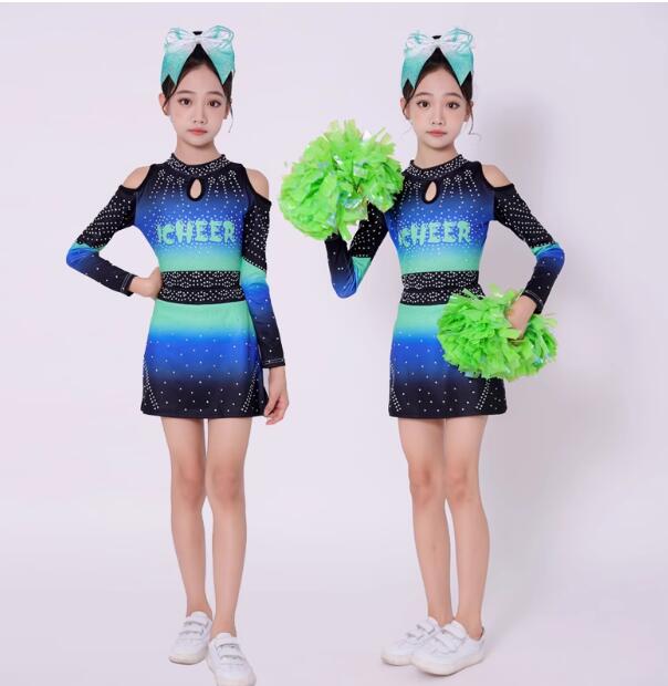 子供ダンス衣装 レオタード チアガール衣装運動会 ダンス衣装 女子ダンス男子トップス＋パンツ エアロビクス チアリーディング 団体服 新体操 体操競技着用女子スカート 女子レオタード+ショートスカート2点セットチアリーディングコンテスト伸縮性あり120-180cm