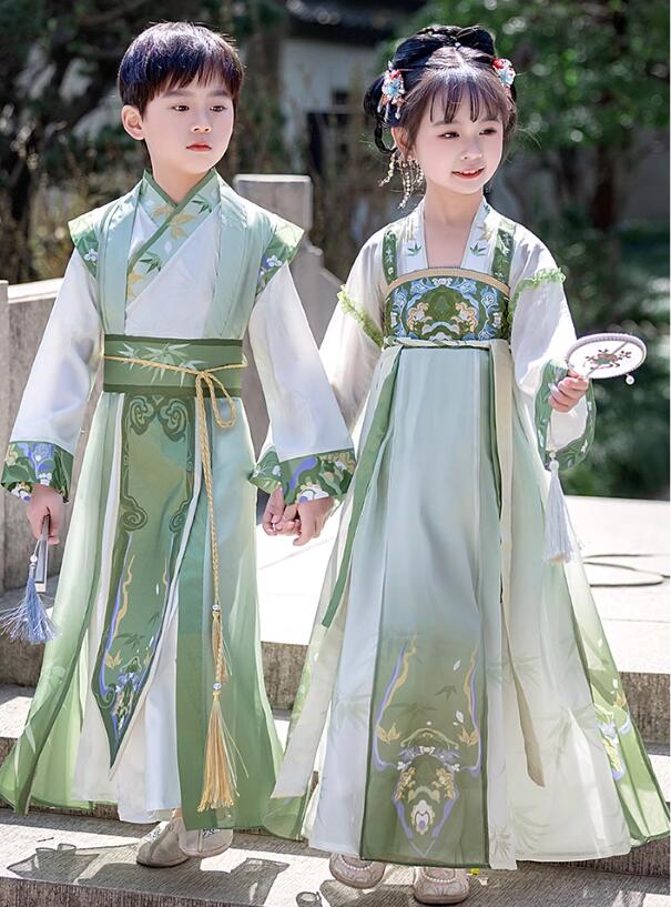 Rakuten - 子供 漢服 チャイナドレス 女の子 男の子 チャイナ服 お姫様 竹柄 可愛い チャイナワンピース 男の子 チャイナ服セット エスニック 花 刺繍 キッズ チャイナ 中華 コスプレ衣装 学園祭 団体服イベント ハロウィン 衣装 レッド ブルー ブラック 110 120 130 140 150 160