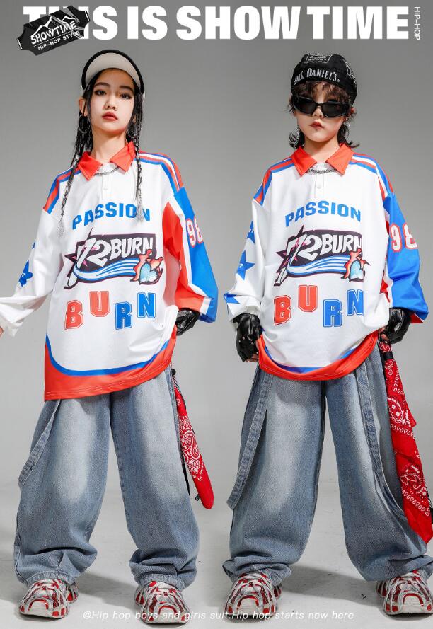 デニムパンツ 子供ダンス衣装 ジャズダンス衣装 女の子 男の子ダンス衣装 hiphop ゆったりtシャツ ジャ..