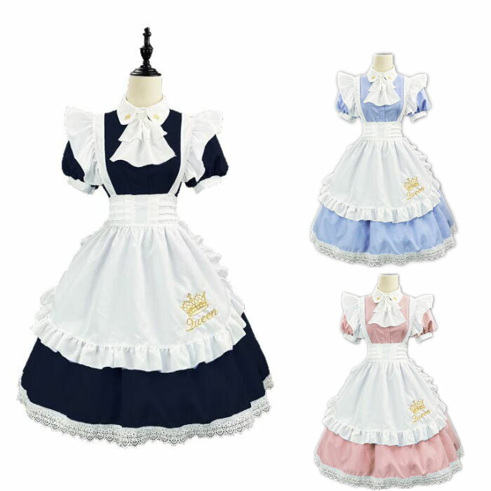Rakuten - メイド衣装 ワンピース エプロ 半袖ワンピース ロリータドレス Cosplayコスチューム 3色 Lolitaロリータ ワンピースメイド お姫様 ロリータドレス コスプレ衣装 パーティードレス 舞台お揃い 団服 演出服 イベント衣装 学園祭 文化祭コスプレい衣装