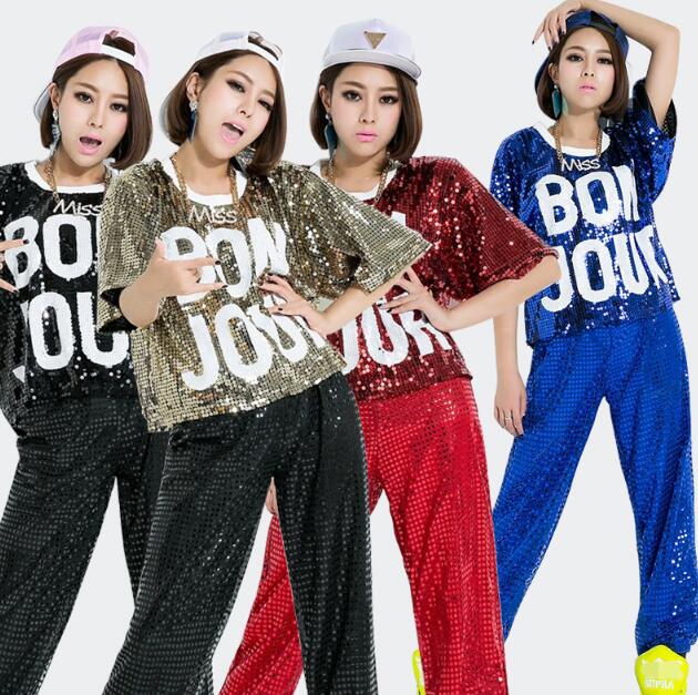 樂天商城 - ショート丈Tシャツ レディースダンス衣装 スパンコールTシャツ 6色 タンクトップ 半袖Tシャツ ピカピカ ジャズダンス衣装 ヒップホップ ds出演服 ステージ衣装 舞台服 団体服 欧米風ダンス衣装