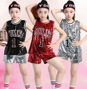 子供ダンス衣装 スパンコールダンス衣装 Tシャツ+ミニパンツ2点セット Tシャツ 3色 ジャズダンス衣装 ヒップホップ Tシャツ ピカピカ ジャズダンス衣装 ヒ...
