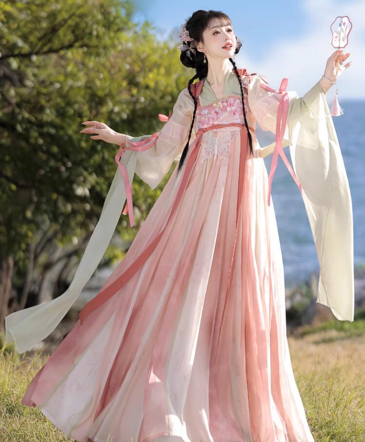 樂天商城 - レディース唐装 漢服 コスプレ衣装 中華服 チャイナ服 ストール付き3点セット レディース 大人 可愛い 中華ドレス 漢服ドレス 中国古代服装 ひらひらの長袖 ふんわり 中華 コスプレ衣装 華流 ハロウィン コスプレ お姫様 中華古典 仙女 コスチューム