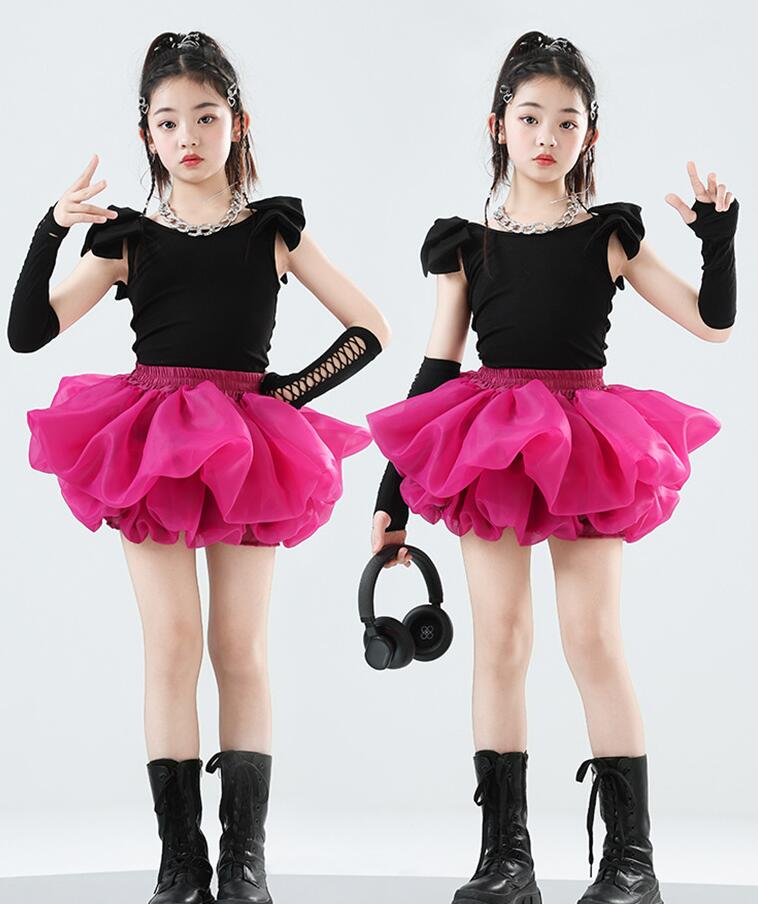 女の子ダンス衣装 子供ジャズダンス衣装3点セット 袖なしtシャツ ミニスカートダンス衣装 子供 ジャズ ヒップホップ チア ダンス 衣装 子供 演出服 チアダンス ガールズ ステージ衣装体育祭 演出服 チア 団服 発表会 jazz hiphop 110-180cm