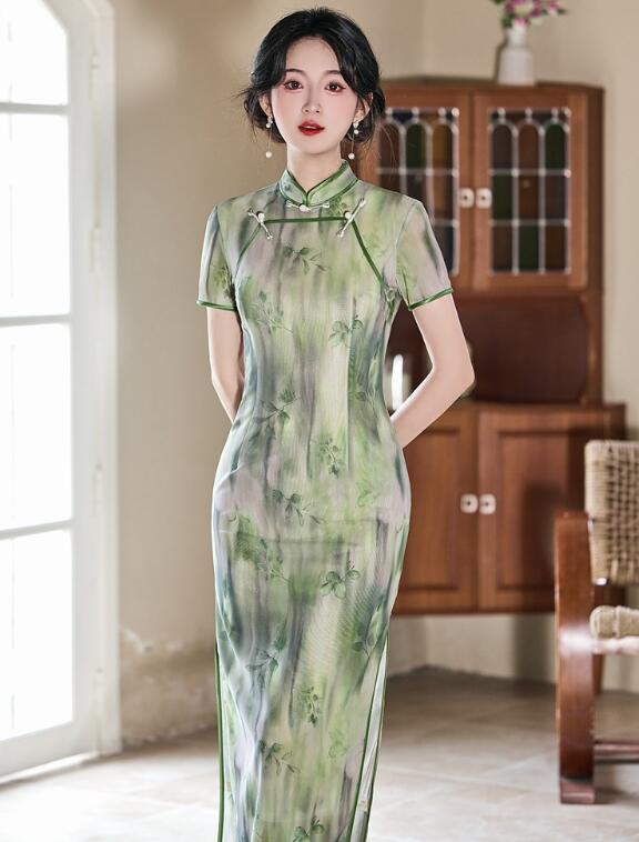 樂天商城 - チャイナドレス 中華ドレス 花柄 可愛いドレス チャイナドレス ミモレ丈 半袖 チャイナ ドレス 復古風 美シルエット 大人 中華 ドレス レトロ クラシック チャイナワンピース チーパオ 旗袍 中華古典風ドレス S M L XL 2XL 3XL