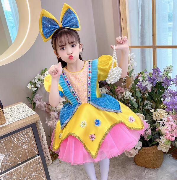 樂天商城 - 子供ダンス衣装 チュチュワンピース スパンコールワンピース 演出服 ボンボンプリンセンスドレス ふわんり チュチュ ワンピース キッズ ジュニア ダンス ワンピース発表会 演出服 社交ダンス衣装 100cm　110cm 120cm 130cm 140cm 150cm 160cm