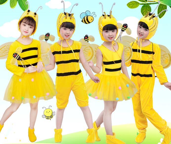 キッズダンス衣装 動物コスプレ ミツバチダンス衣装 オールインワン 長袖 袖なし2タイプ チュールワン..