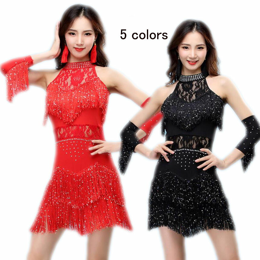 立ち襟レース切替社交ダンス衣装フリ...