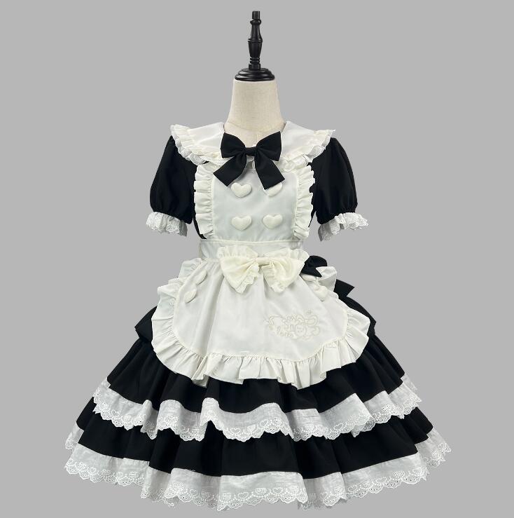 樂天商城 - メイド服 可愛い 膝丈 メイドワンピース 半袖 メイドコスチューム メイド服 コスプレ ロリータ ワンピース メイド喫茶 cosplay エプロン ワンピ ハロウィン イベント 仮装 大きいサイズあり