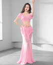 セクシー ベリーダンス衣装 フリル ショート丈トップス スカート スリットあり ワンピース 見せパンツ 飄逸 大人用ダンス衣装 エレガント スレッスン着 競技着 おしゃれダンス衣装 ダンス教室 演出服ステージ衣装 ダンス練習着 レッスンウェア