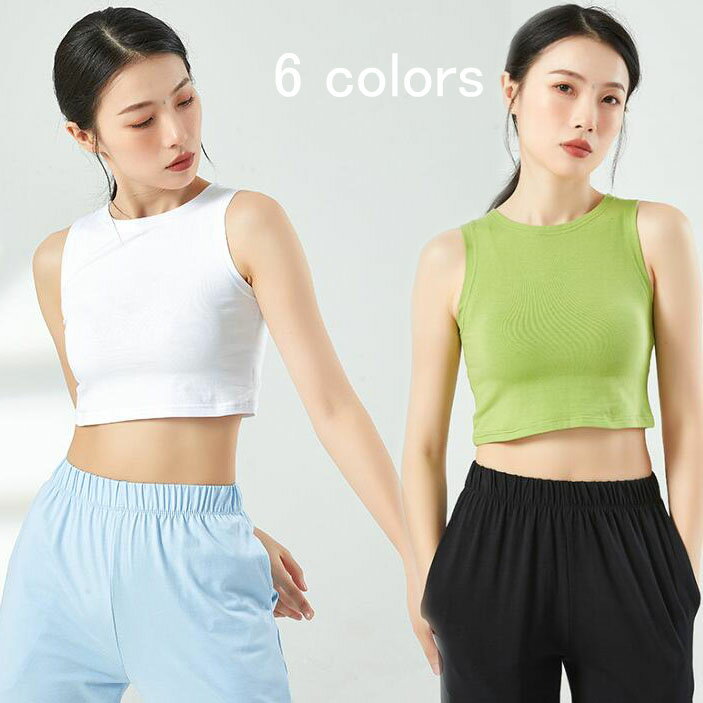 樂天商城 - ショート丈タンクトップ レディースTシャツ 大人ダンス衣装 ヨガウェア ダンス 衣装 立ち襟シャツ カットソー レディース 5colors シンプル ダンス トップス ヨガ バレエ バレエダンス 古典ダンス 社交ダンス 練習着 レッスン着 夏服 カジュアルウエア S M L XL 2XL