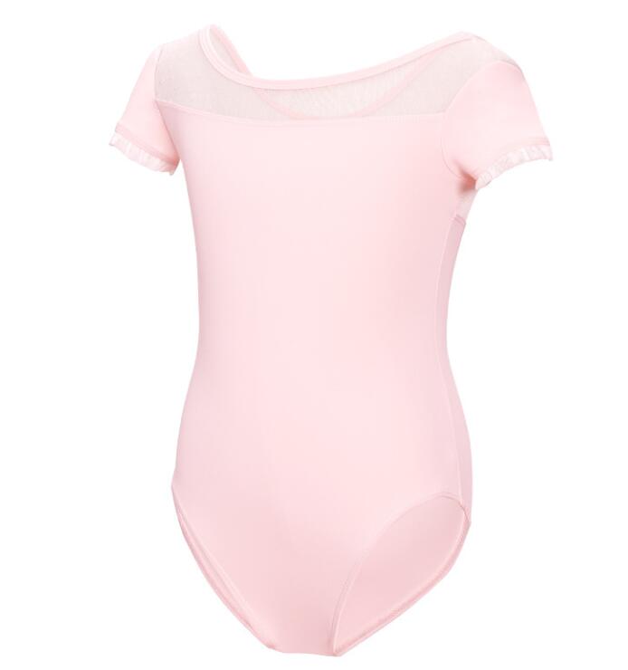 キッズバレエダンス衣装 子供レオタード 女の子バレエダンス衣装メッシュ切替レオタード 美しい背中 ジュニア バレエウェア ダンス衣装 半袖レオタード エレガント 可愛い　3色 社交ダンス練習着 レッスンウェア 新体操 春 夏 秋 110 120 130 140 150 160 170