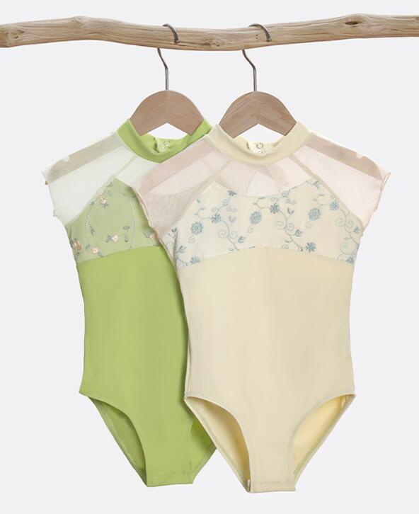 樂天商城 - 子供バレエダンス衣装 小花柄レオタード メッシュ切替 女の子バレエダンス衣装美しい背中 ジュニア バレエウェア ダンス衣装 半袖レオタード エレガント 可愛い　2色 社交ダンス練習着 レッスンウェア 新体操 春 夏 秋 110 120 130 140 150 160 170