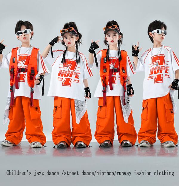 キッズ ジャズダンス衣装 ヒップホップ ガーコパンツ ゆったりTシャツ ベスト 子供ダンス衣装 半袖シャツ ローグ丈パンツ ガーコパンツ 夏キッズダンスセット普段着 男女兼用ダンス衣装 可愛いチアダンス衣装卒業式入学式イベント 男女兼用舞台演出服 運動会 110-180cm